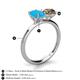 5 - Tanya Oval Shape Turquoise & Cushion Shape Smoky Quartz 2 Stone Duo Ring 