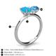 5 - Tanya Oval Shape Turquoise & Cushion Shape Blue Topaz 2 Stone Duo Ring 