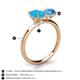 5 - Tanya Oval Shape Turquoise & Cushion Shape Blue Topaz 2 Stone Duo Ring 