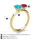 5 - Tanya Oval Shape Turquoise & Cushion Shape Ruby 2 Stone Duo Ring 