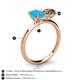 5 - Tanya Oval Shape Turquoise & Cushion Shape Smoky Quartz 2 Stone Duo Ring 