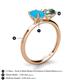 5 - Tanya Oval Shape Turquoise & Cushion Shape Lab Created Alexandrite 2 Stone Duo Ring 