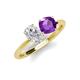 4 - Tanya Oval Shape White Sapphire & Cushion Shape Amethyst 2 Stone Duo Ring 