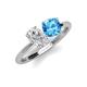 4 - Tanya Oval Shape White Sapphire & Cushion Shape Blue Topaz 2 Stone Duo Ring 