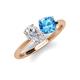 4 - Tanya Oval Shape White Sapphire & Cushion Shape Blue Topaz 2 Stone Duo Ring 