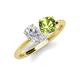 4 - Tanya Oval Shape White Sapphire & Cushion Shape Peridot 2 Stone Duo Ring 