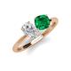 4 - Tanya Oval Shape White Sapphire & Cushion Shape Emerald 2 Stone Duo Ring 