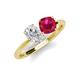 4 - Tanya Oval Shape White Sapphire & Cushion Shape Ruby 2 Stone Duo Ring 