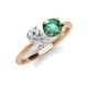 4 - Tanya Oval Shape White Sapphire & Cushion Shape Lab Created Alexandrite 2 Stone Duo Ring 