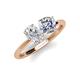 4 - Tanya Oval Shape White Sapphire & Cushion Shape Forever Brilliant Moissanite 2 Stone Duo Ring 