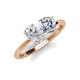 4 - Tanya Oval Shape White Sapphire & Cushion Shape GIA Certified Diamond 2 Stone Duo Ring 