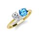 4 - Tanya Oval Shape White Sapphire & Cushion Shape Blue Topaz 2 Stone Duo Ring 