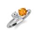 4 - Tanya Oval Shape White Sapphire & Cushion Shape Citrine 2 Stone Duo Ring 