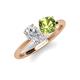 4 - Tanya Oval Shape White Sapphire & Cushion Shape Peridot 2 Stone Duo Ring 
