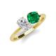 4 - Tanya Oval Shape White Sapphire & Cushion Shape Emerald 2 Stone Duo Ring 