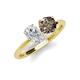 4 - Tanya Oval Shape White Sapphire & Cushion Shape Smoky Quartz 2 Stone Duo Ring 