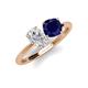 4 - Tanya Oval Shape White Sapphire & Cushion Shape Blue Sapphire 2 Stone Duo Ring 