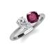 4 - Tanya Oval Shape White Sapphire & Cushion Shape Rhodolite Garnet 2 Stone Duo Ring 