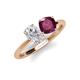 4 - Tanya Oval Shape White Sapphire & Cushion Shape Rhodolite Garnet 2 Stone Duo Ring 