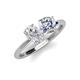 4 - Tanya Oval Shape White Sapphire & Cushion Shape IGI Certified Lab Grown Diamond 2 Stone Duo Ring 