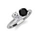 4 - Tanya Oval Shape White Sapphire & Cushion Shape Black Onyx 2 Stone Duo Ring 