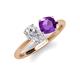 4 - Tanya Oval Shape White Sapphire & Cushion Shape Amethyst 2 Stone Duo Ring 