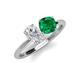 4 - Tanya Oval Shape White Sapphire & Cushion Shape Emerald 2 Stone Duo Ring 