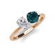 4 - Tanya Oval Shape White Sapphire & Cushion Shape London Blue Topaz 2 Stone Duo Ring 