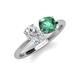 4 - Tanya Oval Shape White Sapphire & Cushion Shape Lab Created Alexandrite 2 Stone Duo Ring 