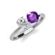 4 - Tanya Oval Shape White Sapphire & Cushion Shape Amethyst 2 Stone Duo Ring 
