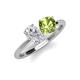 4 - Tanya Oval Shape White Sapphire & Cushion Shape Peridot 2 Stone Duo Ring 