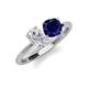 4 - Tanya Oval Shape White Sapphire & Cushion Shape Blue Sapphire 2 Stone Duo Ring 