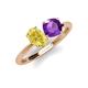 4 - Tanya Oval Shape Yellow Sapphire & Cushion Shape Amethyst 2 Stone Duo Ring 