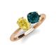 4 - Tanya Oval Shape Yellow Sapphire & Cushion Shape London Blue Topaz 2 Stone Duo Ring 