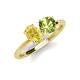 4 - Tanya Oval Shape Yellow Sapphire & Cushion Shape Peridot 2 Stone Duo Ring 
