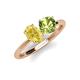 4 - Tanya Oval Shape Yellow Sapphire & Cushion Shape Peridot 2 Stone Duo Ring 