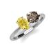 4 - Tanya Oval Shape Yellow Sapphire & Cushion Shape Smoky Quartz 2 Stone Duo Ring 