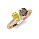 4 - Tanya Oval Shape Yellow Sapphire & Cushion Shape Smoky Quartz 2 Stone Duo Ring 