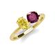 4 - Tanya Oval Shape Yellow Sapphire & Cushion Shape Rhodolite Garnet 2 Stone Duo Ring 