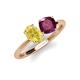 4 - Tanya Oval Shape Yellow Sapphire & Cushion Shape Rhodolite Garnet 2 Stone Duo Ring 