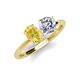4 - Tanya Oval Shape Yellow Sapphire & Cushion Shape IGI Certified Lab Grown Diamond 2 Stone Duo Ring 