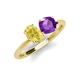 4 - Tanya Oval Shape Yellow Sapphire & Cushion Shape Amethyst 2 Stone Duo Ring 