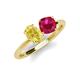 4 - Tanya Oval Shape Yellow Sapphire & Cushion Shape Ruby 2 Stone Duo Ring 