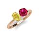 4 - Tanya Oval Shape Yellow Sapphire & Cushion Shape Ruby 2 Stone Duo Ring 