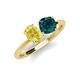 4 - Tanya Oval Shape Yellow Sapphire & Cushion Shape London Blue Topaz 2 Stone Duo Ring 