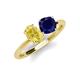 4 - Tanya Oval Shape Yellow Sapphire & Cushion Shape Blue Sapphire 2 Stone Duo Ring 