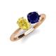 4 - Tanya Oval Shape Yellow Sapphire & Cushion Shape Blue Sapphire 2 Stone Duo Ring 