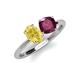4 - Tanya Oval Shape Yellow Sapphire & Cushion Shape Rhodolite Garnet 2 Stone Duo Ring 