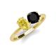4 - Tanya Oval Shape Yellow Sapphire & Cushion Shape Black Onyx 2 Stone Duo Ring 