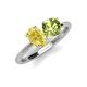 4 - Tanya Oval Shape Yellow Sapphire & Cushion Shape Peridot 2 Stone Duo Ring 
